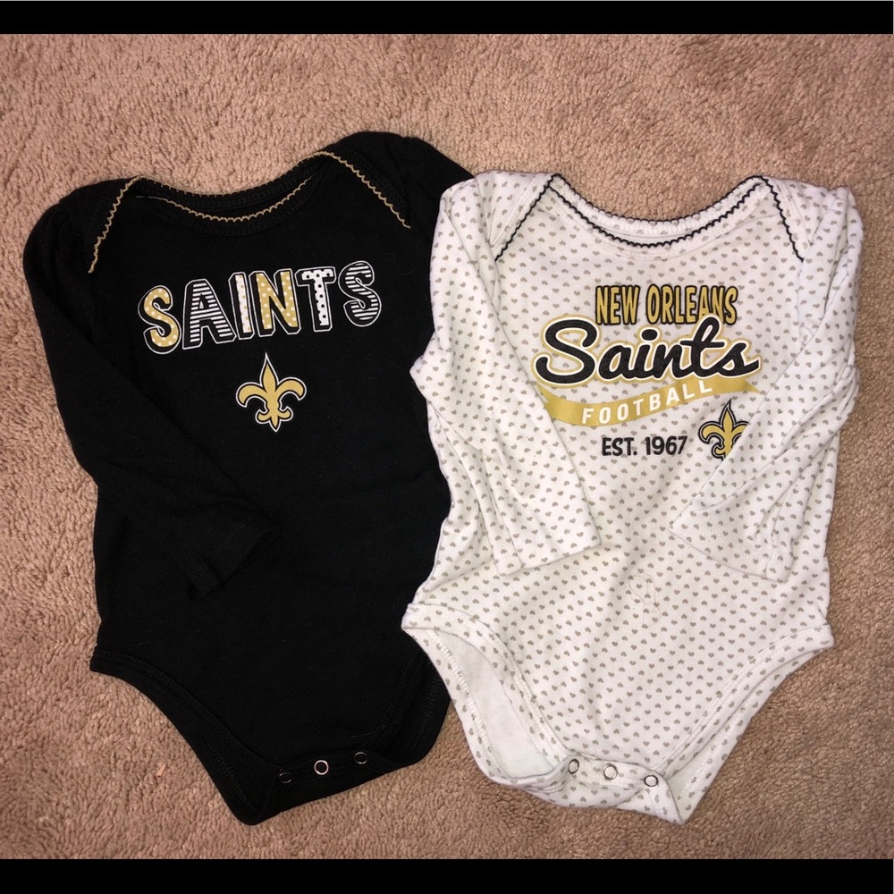New Orleans Saints Long Sleeve Onesies, Size 18m